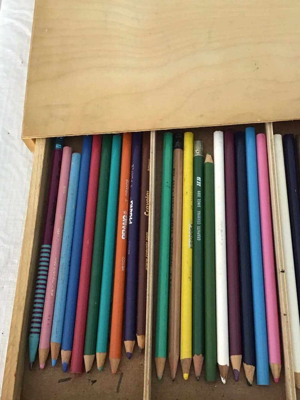 Wooden Pencil Organizer Box - Natural Finish (Natural).   ##